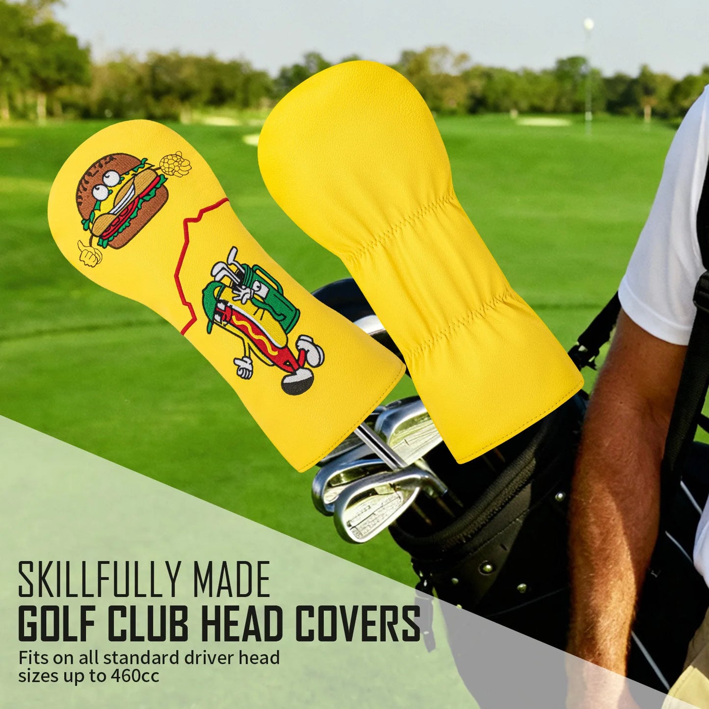 Hot Dog Golf Club Headcover – No.1 Driver/Fairway Wood PU Waterproof Cartoon Protective Cover