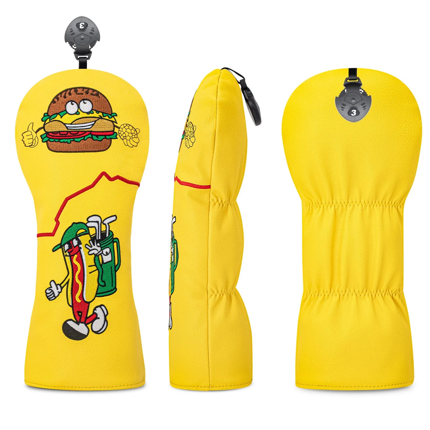 Hot Dog Golf Club Headcover – No.1 Driver/Fairway Wood PU Waterproof Cartoon Protective Cover