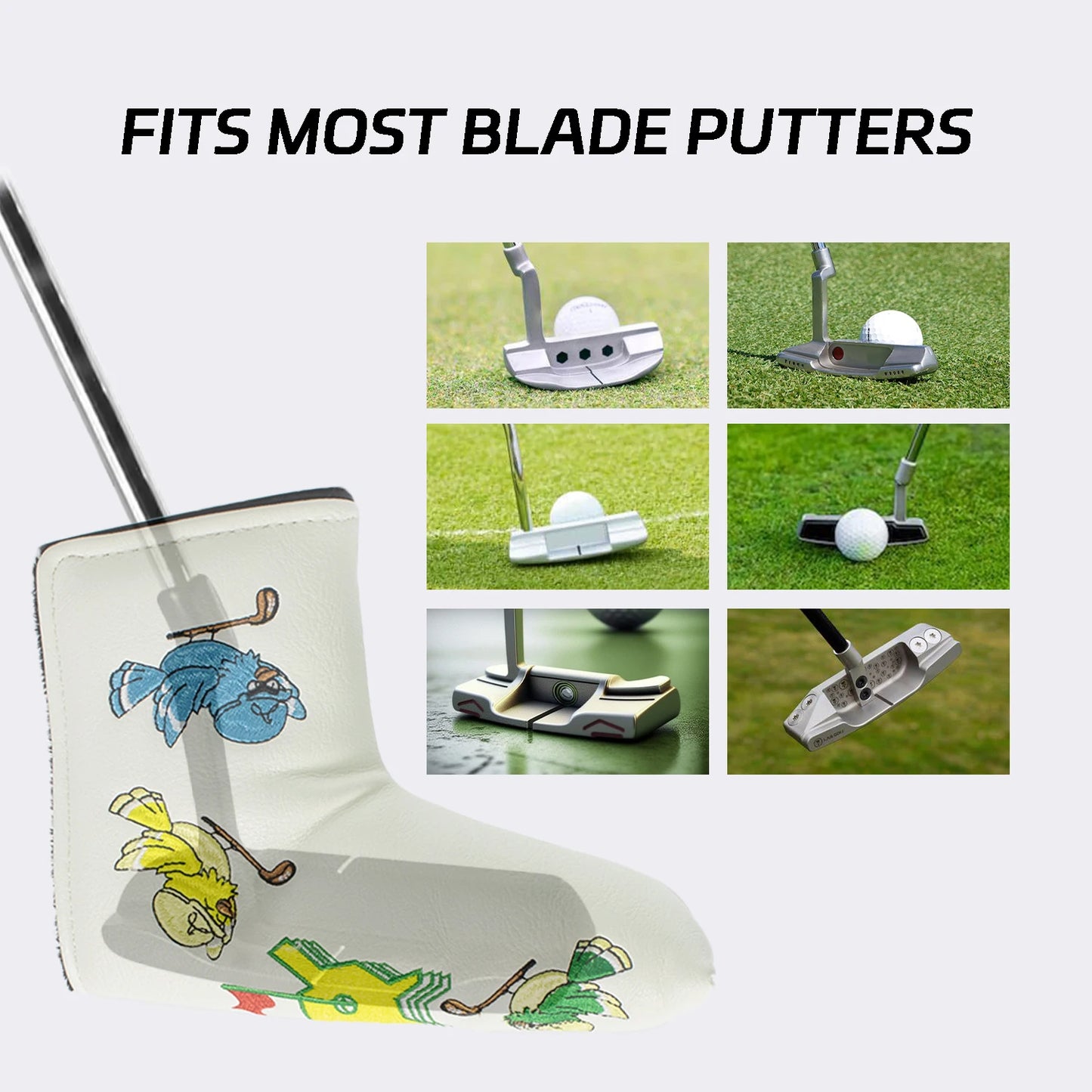 Leather Embroidered Golf Blade Putter Headcover – Waterproof Magnetic Closure