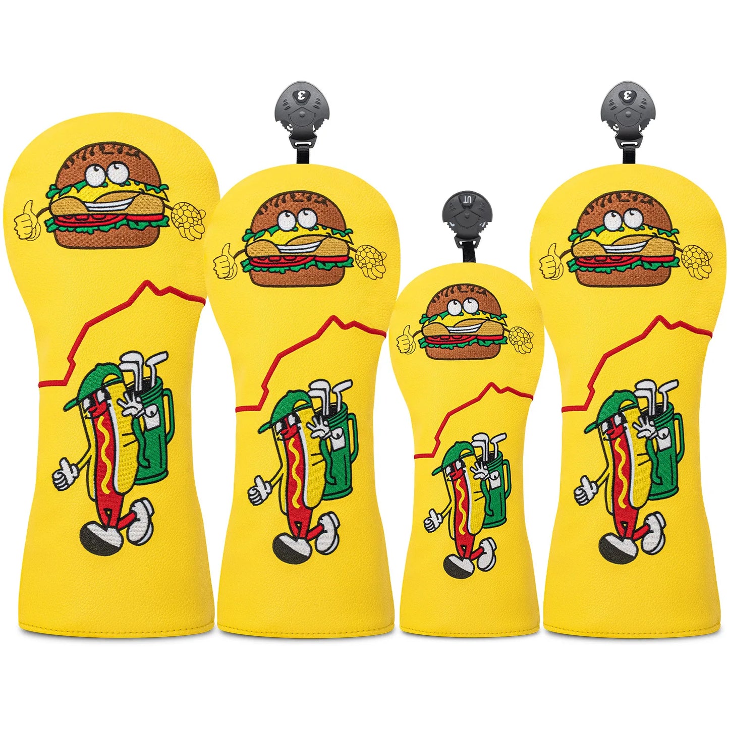 Hot Dog Golf Club Headcover – No.1 Driver/Fairway Wood PU Waterproof Cartoon Protective Cover