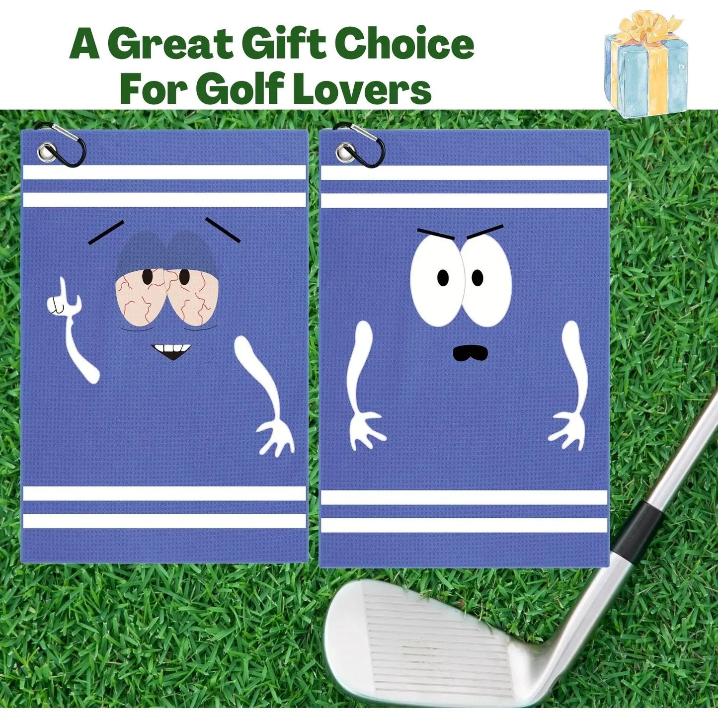 Funny Premium Microfiber Golf Towel – Printed Waffle Design with Clip for Golf Bags (Men & Women)