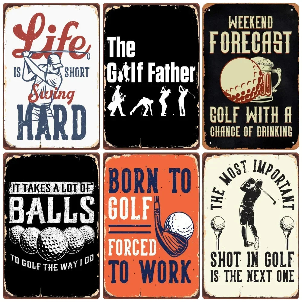 Vintage Golf Metal Wall Art Sign – Retro Pin-Up Golf Club & Man Cave Decor (8x12 Inch)