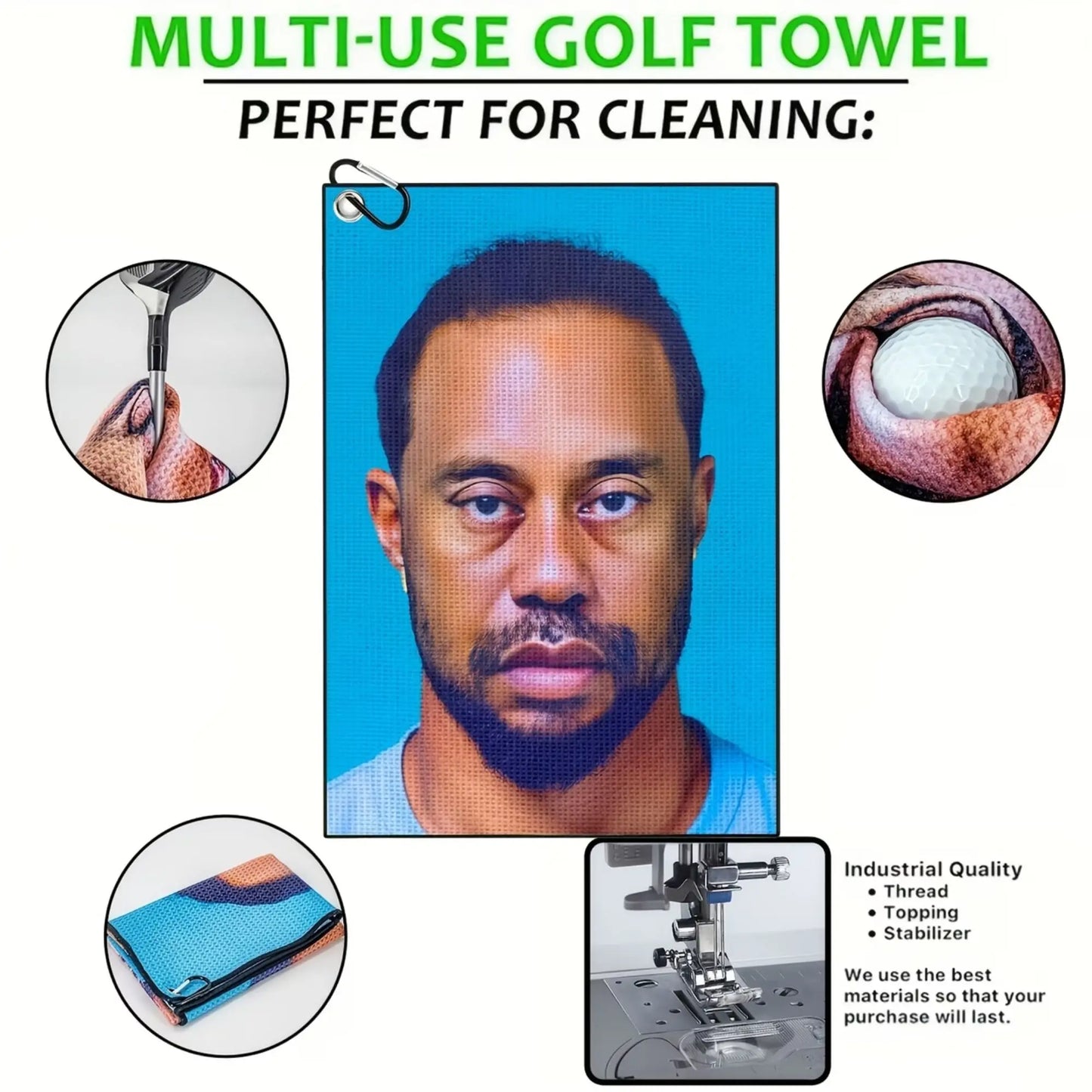Tiger Premium Microfiber Waffle Golf Towel – Heavy-Duty Clip & Trifold Design