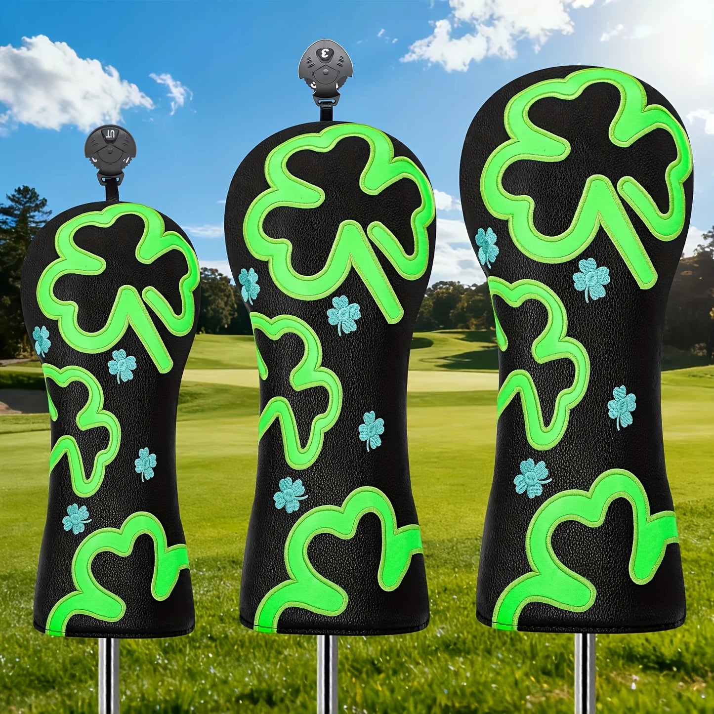 Four-Leaf Clover Golf Club Headcover – Driver, Fairway & Hybrid Wood Protective Cover