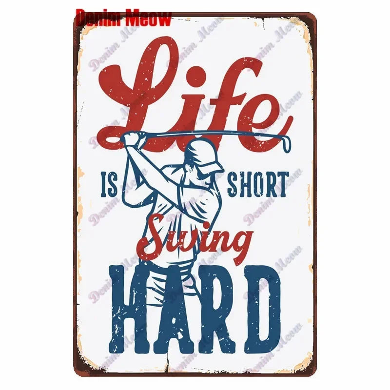 Vintage Golf Metal Wall Art Sign – Retro Pin-Up Golf Club & Man Cave Decor (8x12 Inch)