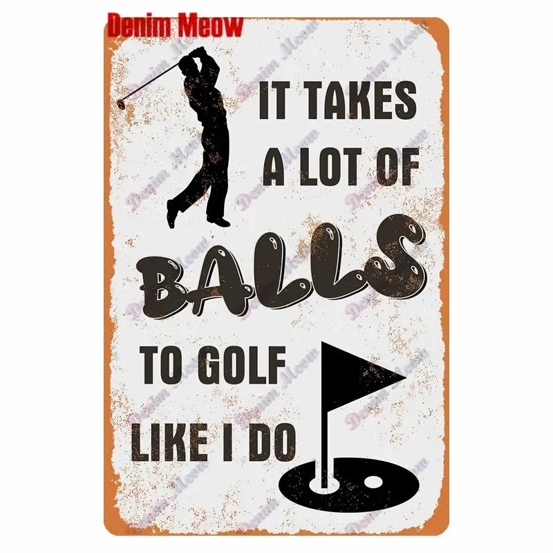 Vintage Golf Metal Wall Art Sign – Retro Pin-Up Golf Club & Man Cave Decor (8x12 Inch)