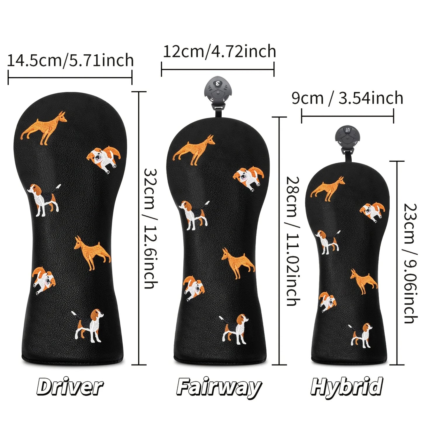 Little Dog Golf Club Headcovers – Driver, Fairway & Hybrid Protective Covers (1pc / 3pcs Set)