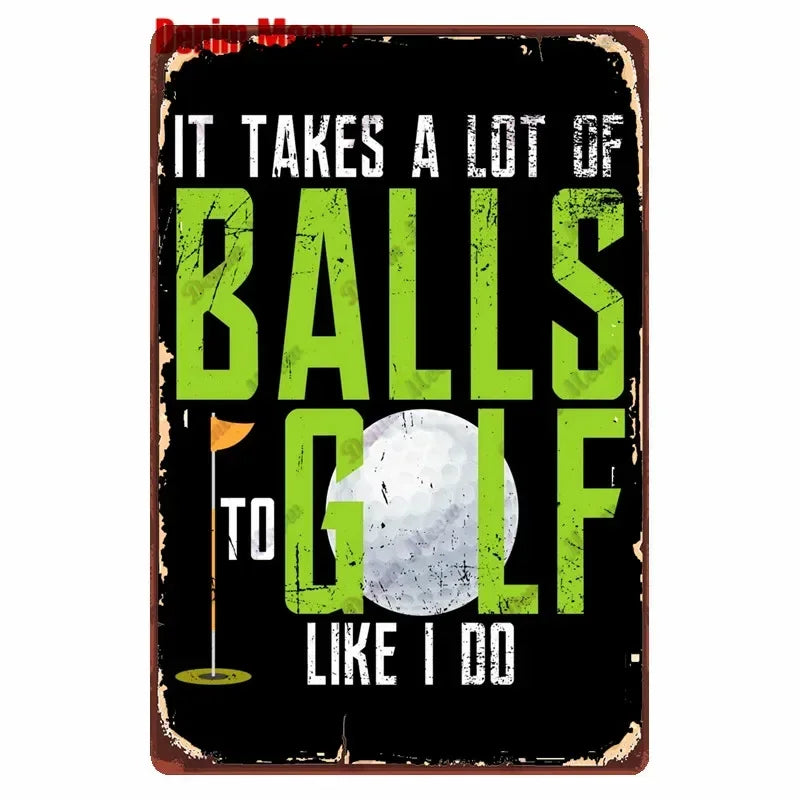 Vintage Golf Metal Wall Art Sign – Retro Pin-Up Golf Club & Man Cave Decor (8x12 Inch)