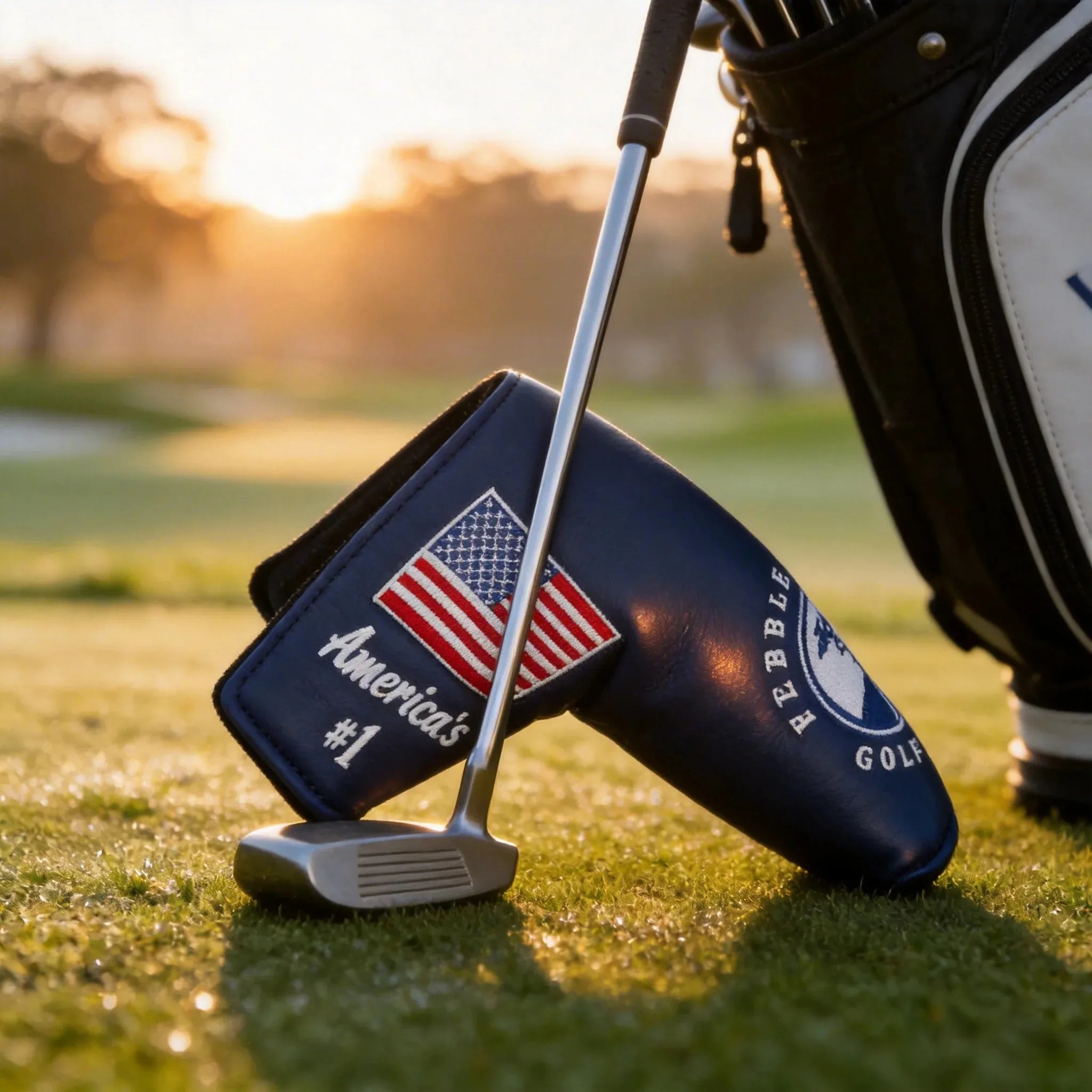 USA Flag Magnetic Golf Putter Headcover – Premium Leather Blade Cover (Compatible with Scotty Cameron, TaylorMade, Ping)