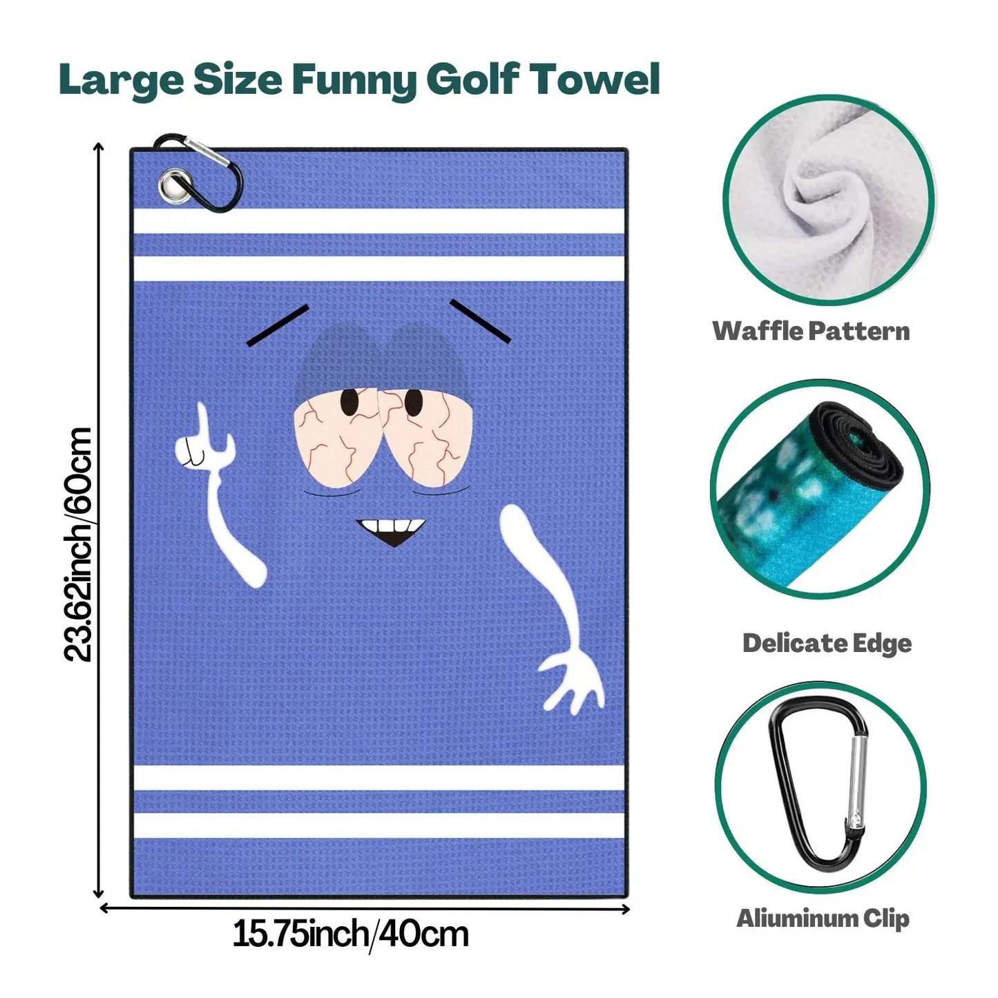 Funny Premium Microfiber Golf Towel – Printed Waffle Design with Clip for Golf Bags (Men & Women)