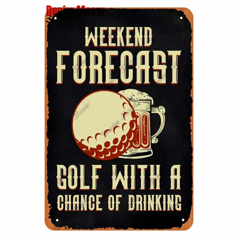 Vintage Golf Metal Wall Art Sign – Retro Pin-Up Golf Club & Man Cave Decor (8x12 Inch)