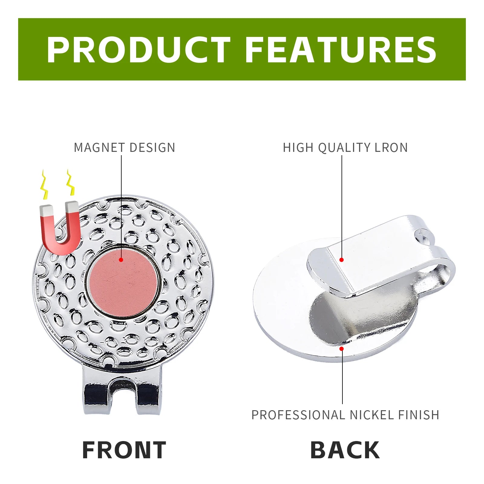 Golf Ball Marker with Magnetic Hat Clip