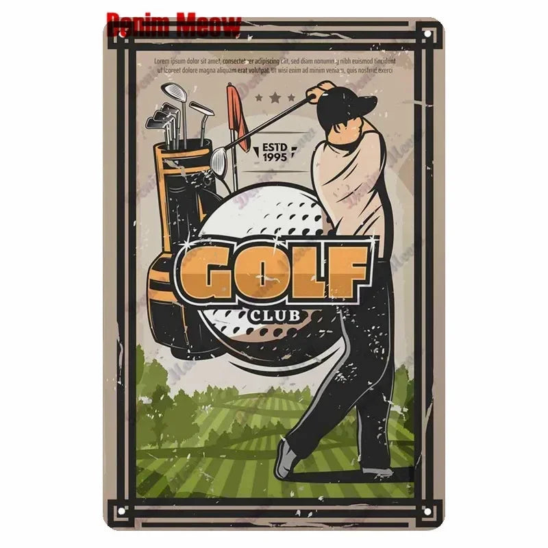 Vintage Golf Metal Wall Art Sign – Retro Pin-Up Golf Club & Man Cave Decor (8x12 Inch)