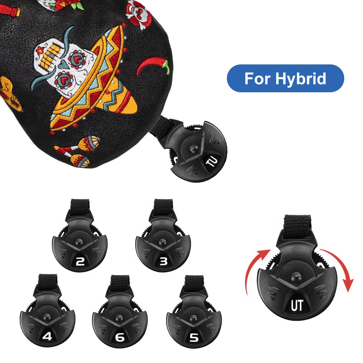 Premium Leather Embroidered Golf Headcovers Set – Driver, Fairway & Hybrid Protection Covers