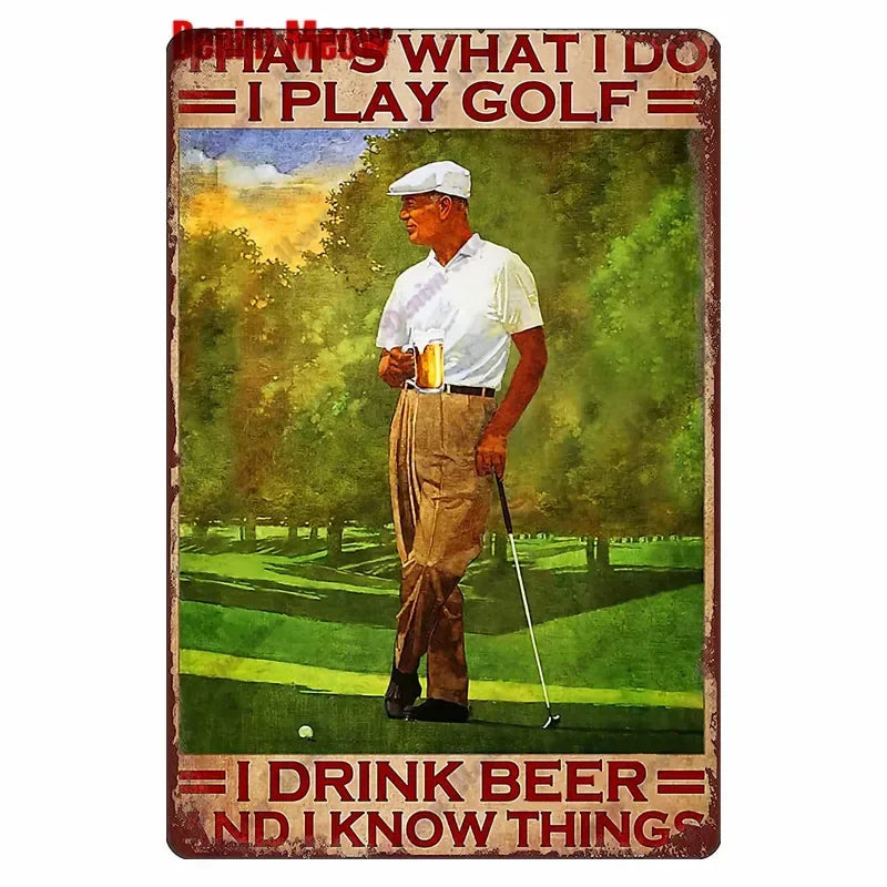 Vintage Golf Metal Wall Art Sign – Retro Pin-Up Golf Club & Man Cave Decor (8x12 Inch)