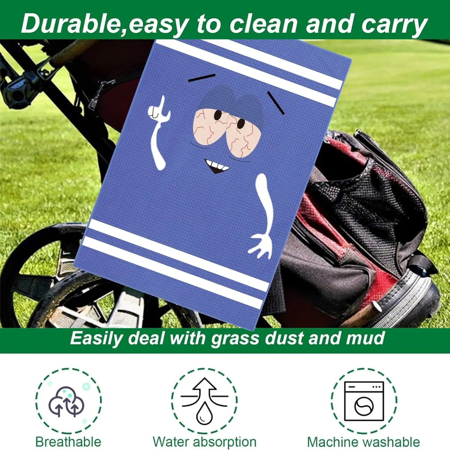 Funny Premium Microfiber Golf Towel – Printed Waffle Design with Clip for Golf Bags (Men & Women)