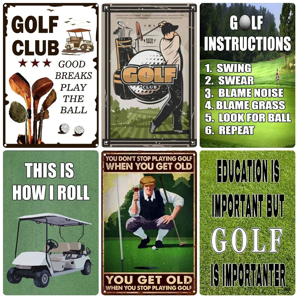 Vintage Golf Metal Wall Art Sign – Retro Pin-Up Golf Club & Man Cave Decor (8x12 Inch)