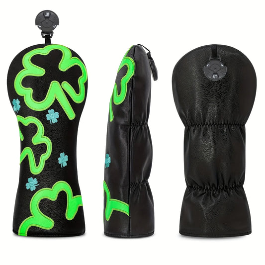 Four-Leaf Clover Golf Club Headcover – Driver, Fairway & Hybrid Wood Protective Cover