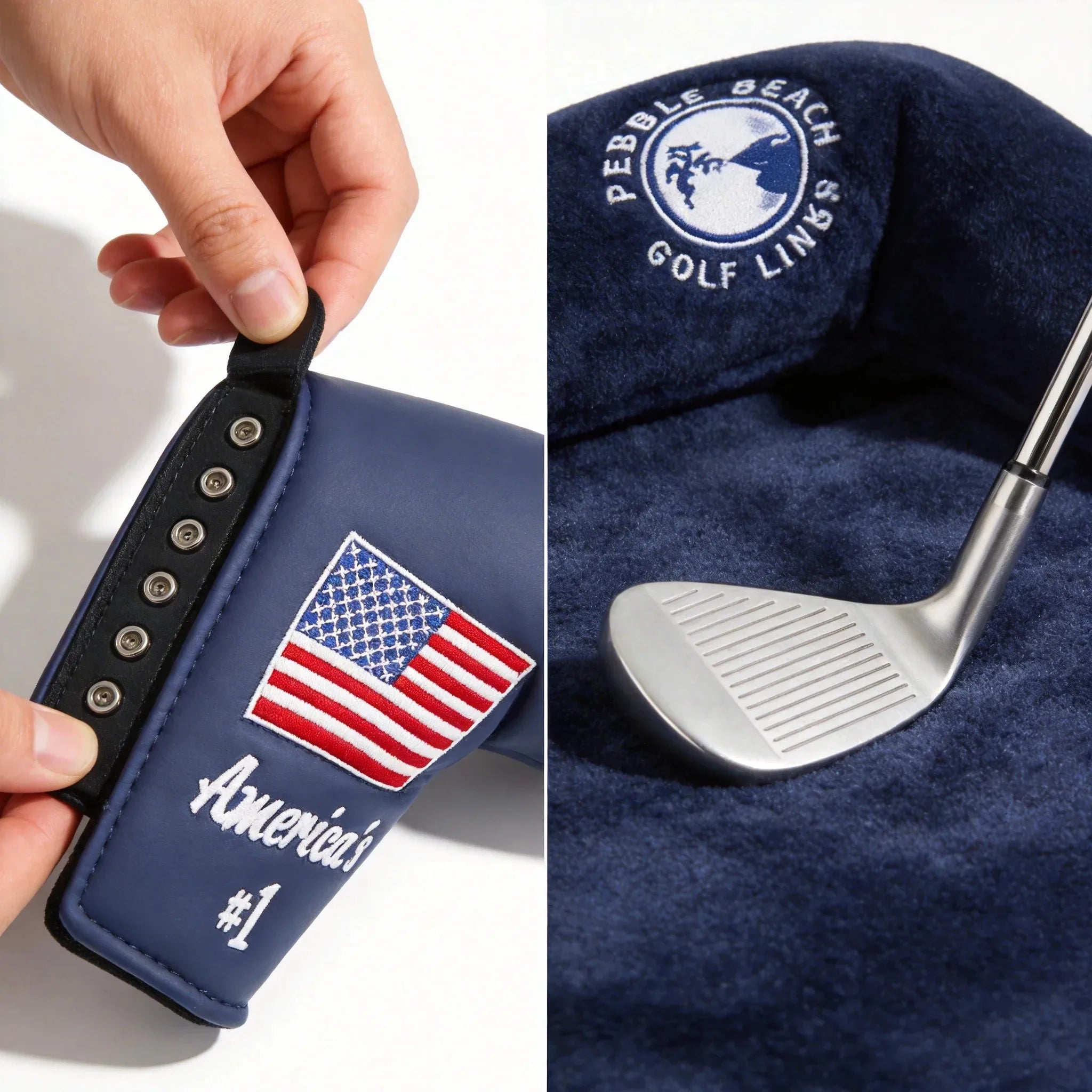 USA Flag Magnetic Golf Putter Headcover – Premium Leather Blade Cover (Compatible with Scotty Cameron, TaylorMade, Ping)