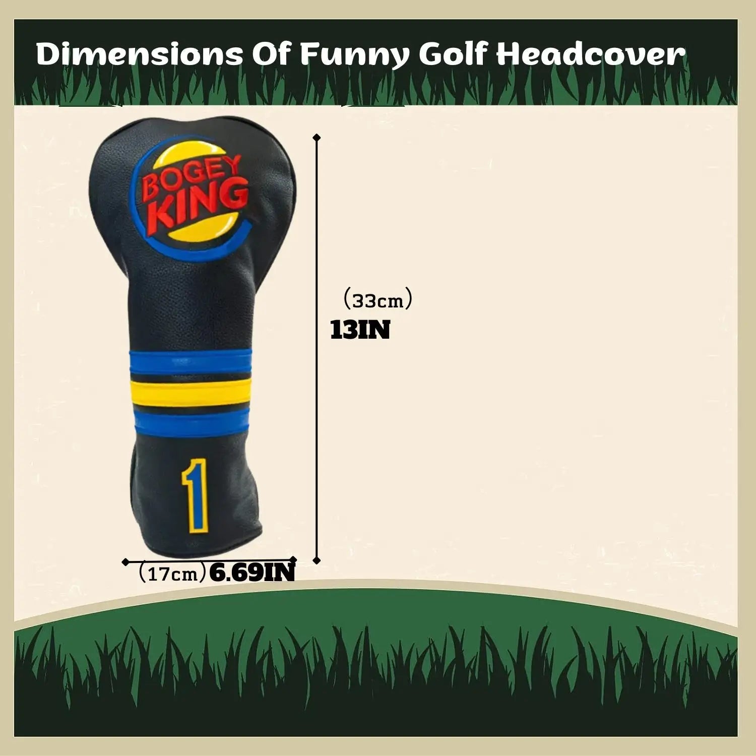 Bogey King Golf Driver Headcover – Premium PU Leather with Soft Lining Golf Club Protection