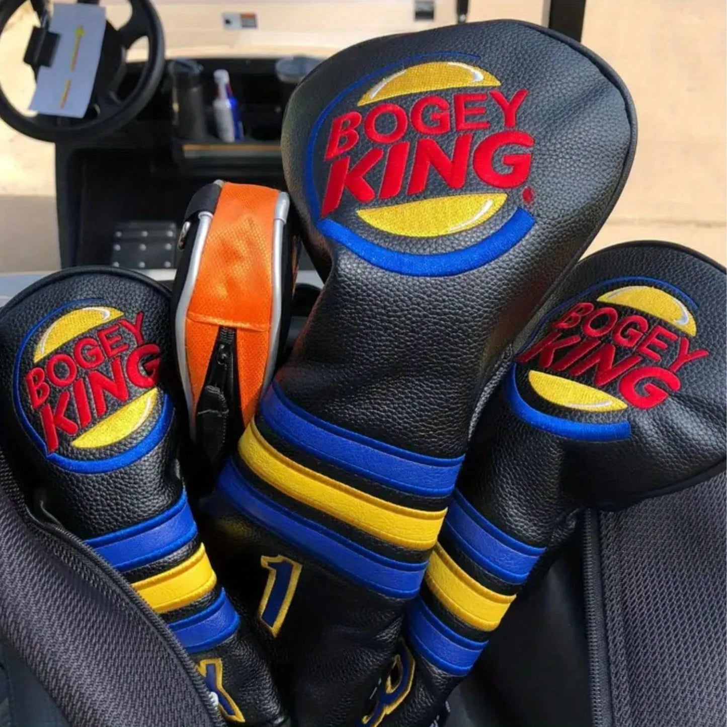 Bogey King Golf Driver Headcover – Premium PU Leather with Soft Lining Golf Club Protection