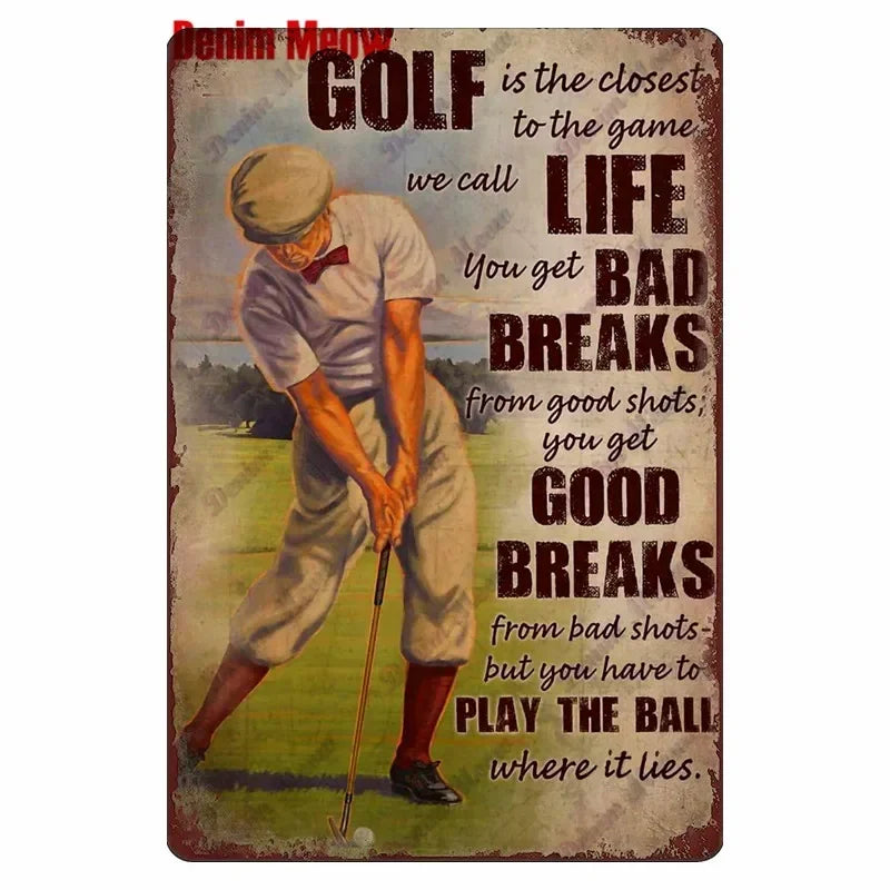 Vintage Golf Metal Wall Art Sign – Retro Pin-Up Golf Club & Man Cave Decor (8x12 Inch)