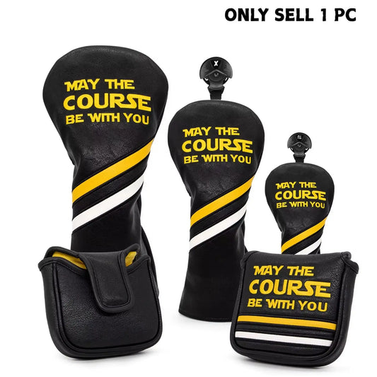 Premium Embroidered Golf Headcovers Set – Driver, Fairway, Hybrid & Mallet with Number Tags