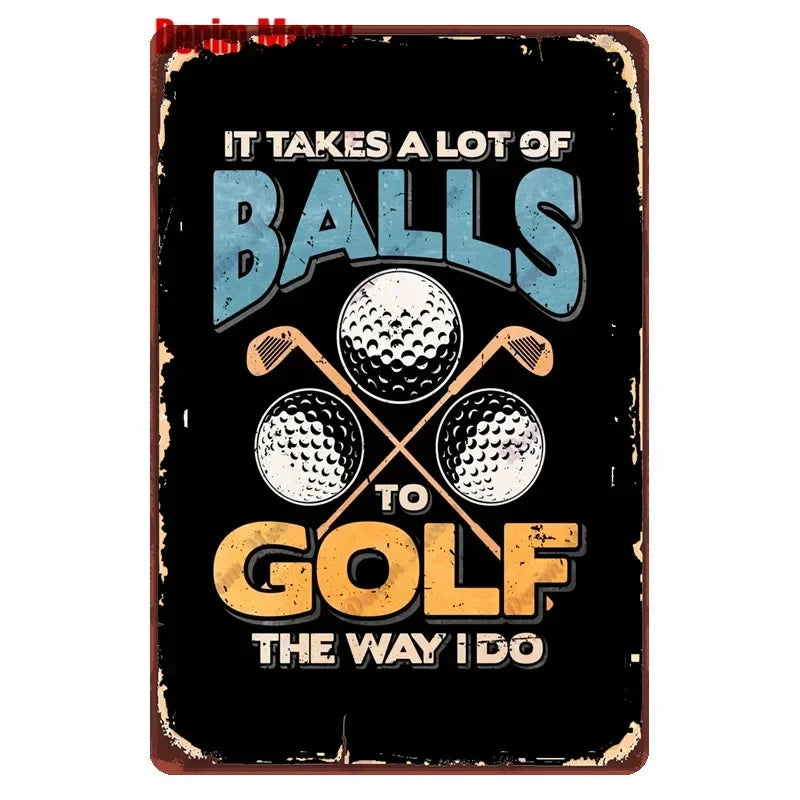Vintage Golf Metal Wall Art Sign – Retro Pin-Up Golf Club & Man Cave Decor (8x12 Inch)